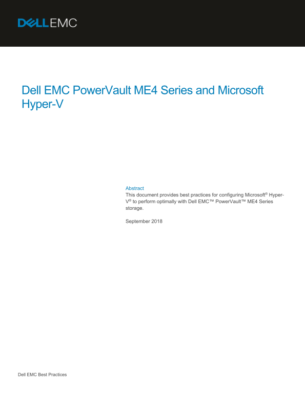 Dell EMC PowerVault ME4 Series and Microsoft Hyper-V User's Guide and Manual - Page 1