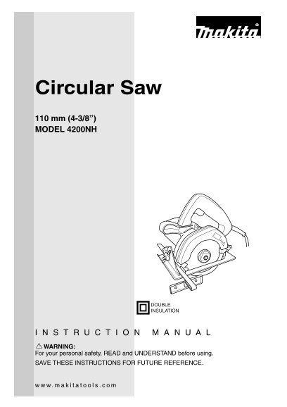 Makita Circular Saw 4200NH Instruction Manual - Page 1