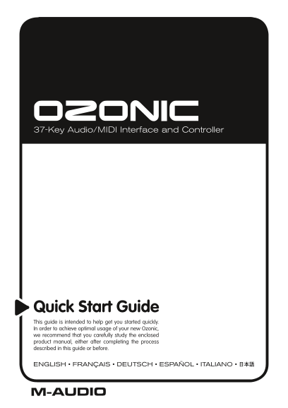 M-AUDIO Ozonic Quick Start Guide - Page 1