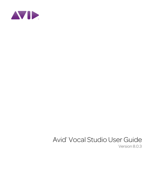 M-AUDIO Avid Vocal Studio User Guide v8.0.3 Owner's Manual - Page 1