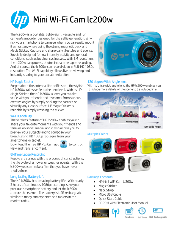 HP lc200w Wireless Mini Camcorder Product Information - Page 1