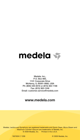 Medela Lactina Electric Breast Pump Service Instructions - Page 1