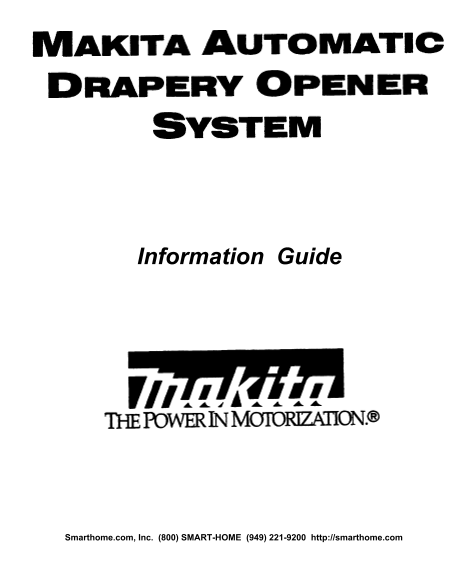 Makita Automatic Drapery Opener System Instruction Manual - Page 1