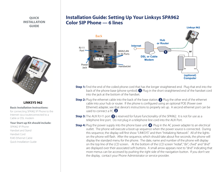 LINKSYS 962 User Guide - Page 1