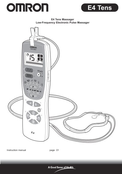 OMRON E4 Tens Massager Low-Frequency Electronic Pulse Massager Instruction manual User Guide - Page 1