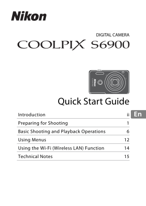 Nikon COOLPIX S6900 Quick Start Guide English (for customers in Europe) - Page 1