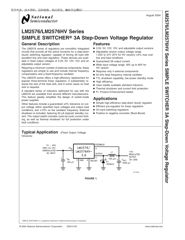 National LM2576 LM2576HV Series Specifications User Guide - Page 1
