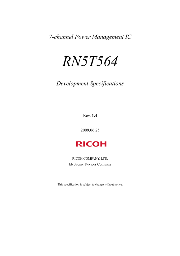 RICOH RN5T564 Data Sheet - Page 1
