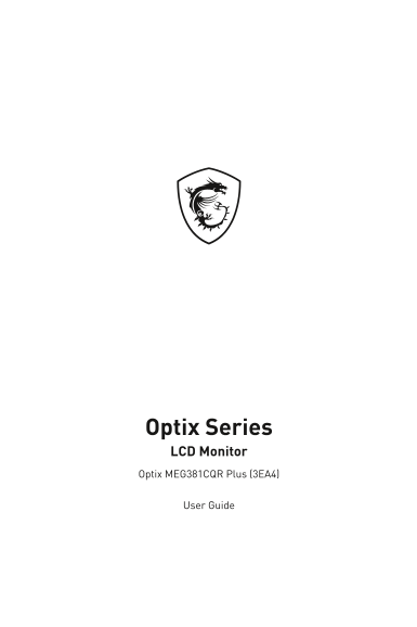MSI MEG Series Optix MEG381CQR Plus Product Manual User Guide (Language: English) - Page 1