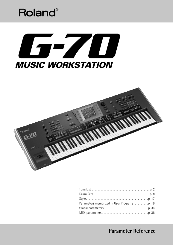 Roland G-70 Synthesizer MIDI Implementation User's Manual - Page 1
