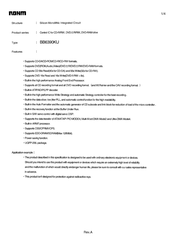 ROHM BB6390KU Data Sheet Manual - Page 1