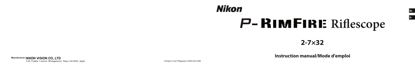 Nikon Scopes Riflescopes P-RIIMFIRE Instruction Manual for customers in North America (English) - Page 1