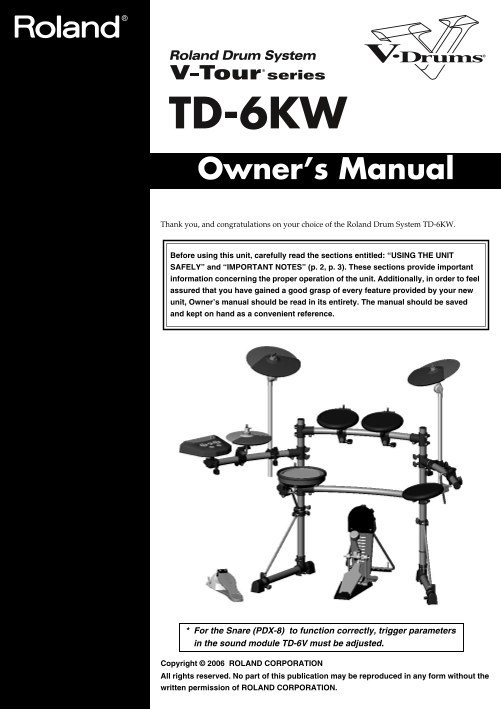 Roland TD-6S V-Tour Series Owner's Manual - Page 1