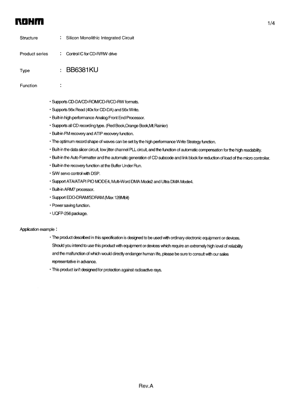 ROHM BB6381KU Data Sheet (1) User Guide - Page 1