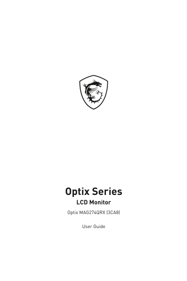 MSI Optix MAG274QR Product Manual User Guide (Language: English) - Page 1