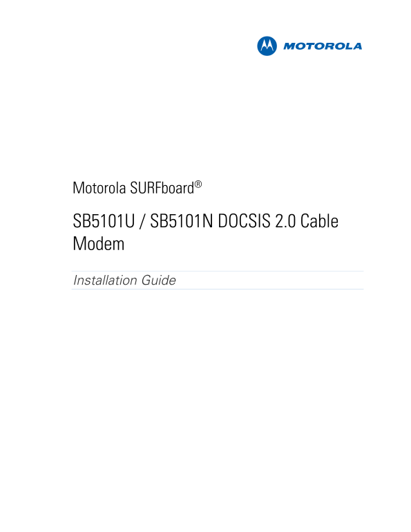 Motorola SURFboard SB5101U SB5101N DOCSIS 2.0 Cable Modem Guide - Page 1