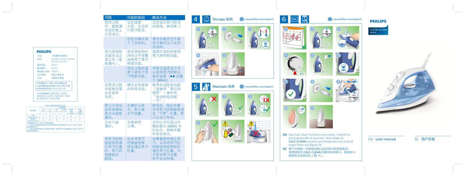 Philips EasySpeed Steam Iron GC1741 78 Product Support & User Manual - Page 1