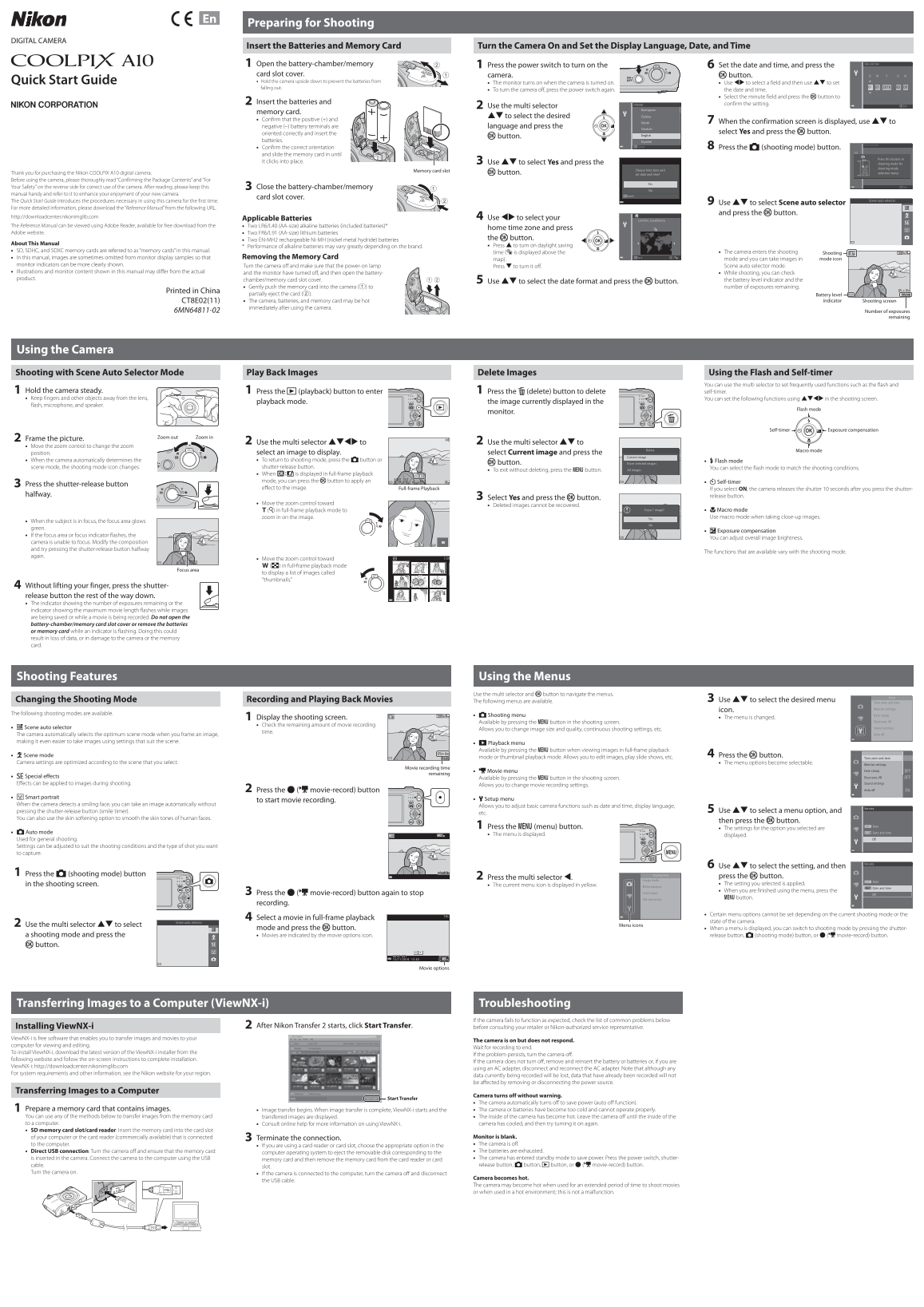 Nikon Compact Digital Cameras COOLPIX A COOLPIX A10 Quick Start Guide English (for customers in Asia, Oceania, the Middle East, and Africa) - Page 1