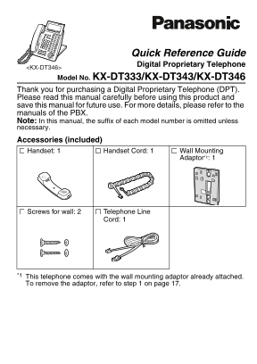 Panasonic KX-DT333/KX-DT343/KX-DT346 User Guide - Page 1