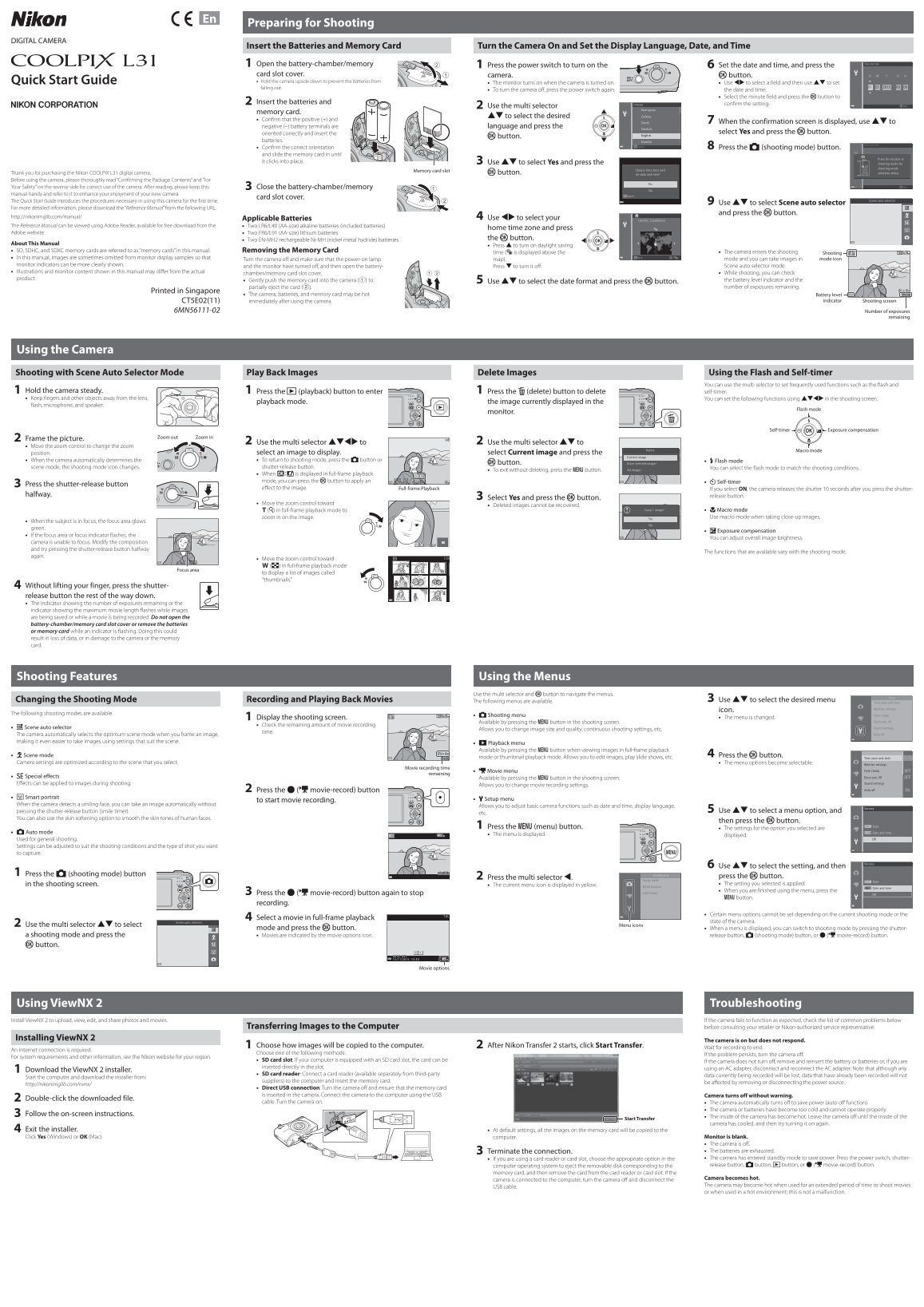 Nikon Compact Digital Cameras COOLPIX LCOOLPIX L31 Quick Start Guide - English (for customers in Asia, Oceania, the Middle East, and Africa) - Page 1