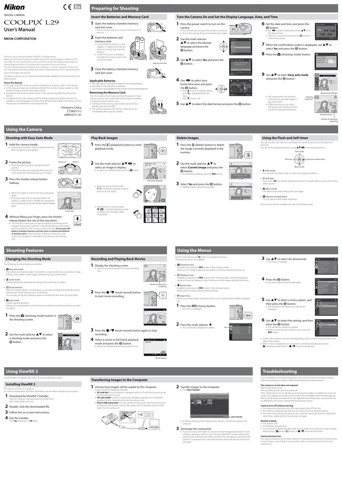 Nikon Compact Digital Cameras COOLPIX LCOOLPIX L29 User' s Manual English (for customers in Asia, Oceania, the Middle East, and Africa) - Page 1