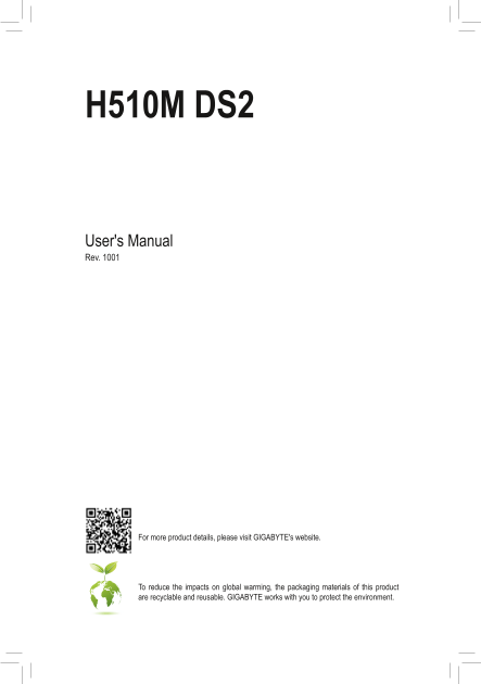 Gigabyte Motherboard H510M DS2 (rev.1.0) User Manual - English (Version 1001) - Page 1