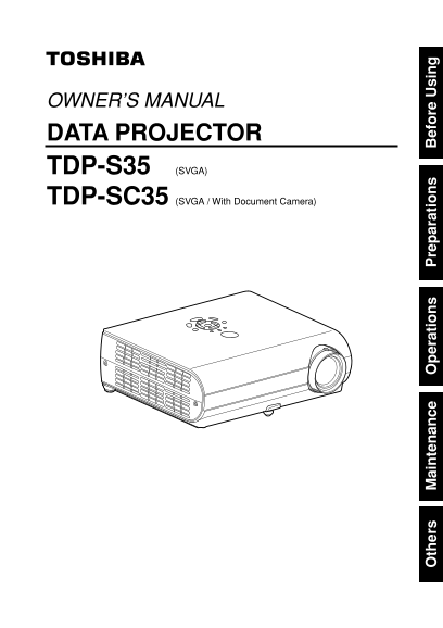 Toshiba TDP-S35 TDP-SC35 User's Guide - Page 1