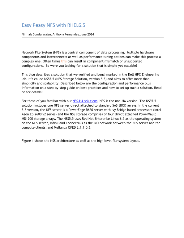 Dell Easy Peasy NFS with RHEL6.5 User Guide and Manual - Page 1