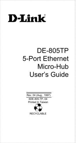 D-Link DE-805TP 5-Port Ethernet Micro-Hub User's Guide - Page 1