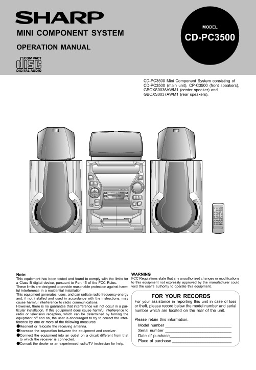 SHARP CD-PC3500 Operation Manual - Page 1