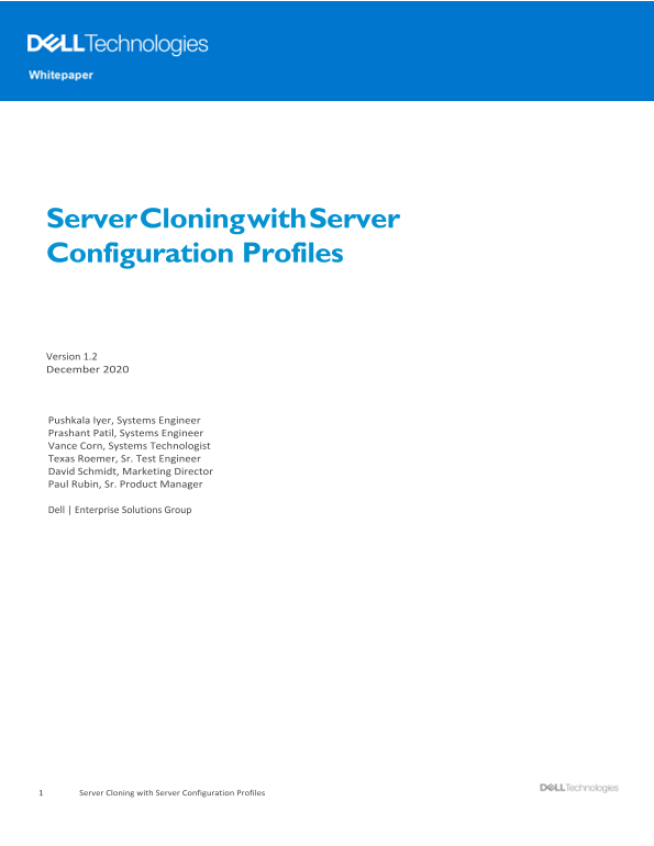 Dell Server Cloning with Server Configuration Profiles - Page 1