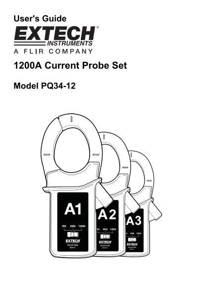 EXTECH 1200A Current Probe Set Model PQ34-12 User Guide, Owner's Manual, and Specifications - Page 1