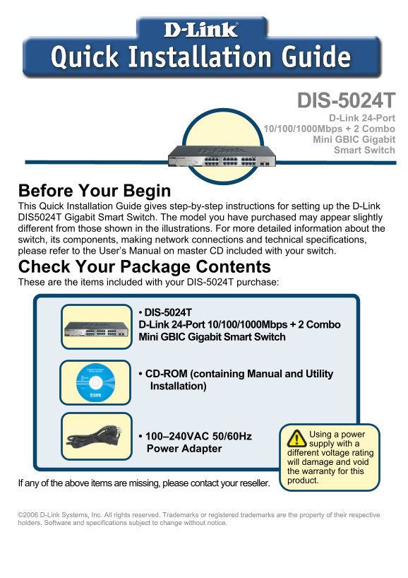 D-Link DIS-5024T Switch User's Manual - Page 1