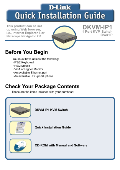 D-Link DKVM-IP1 Quick Installation Guide - Page 1