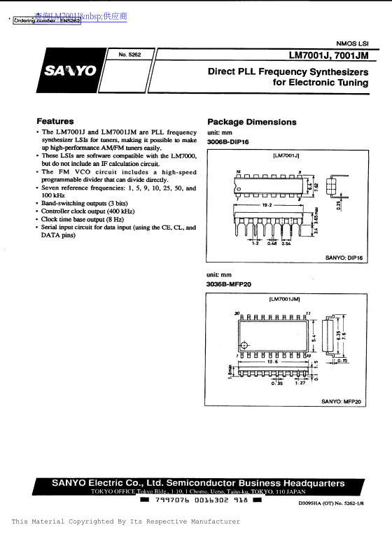 SANYO LM7001J LM7001JM Handbook (1) User Guide - Page 1