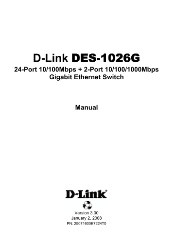 D-Link DES-1026G Switch User's Manual - Page 1