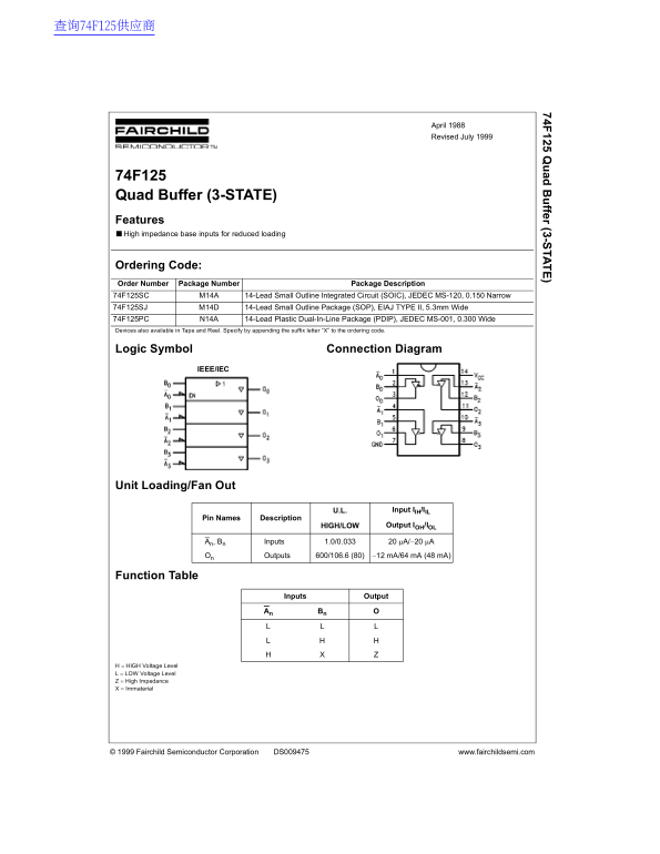 Fairchild 74F125 Data Handbook - Page 1
