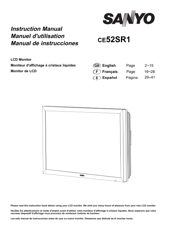 Sanyo CE52SR1 User Guide and Manual - Page 1
