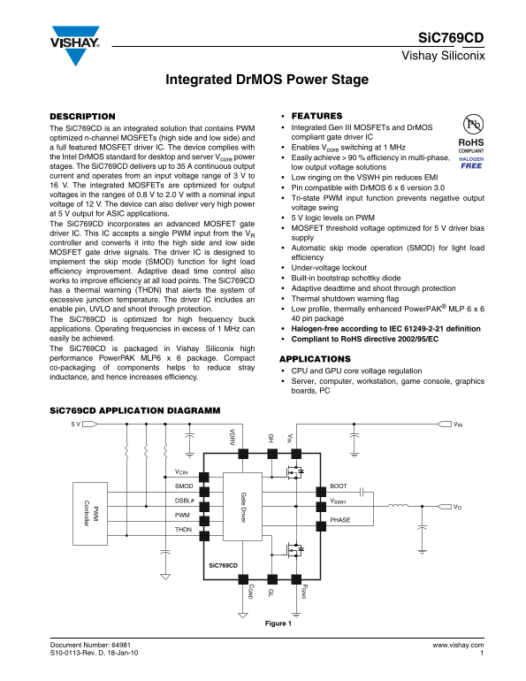 Vishay SiC769CD User Guide - Page 1