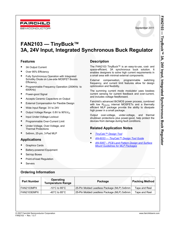 Fairchild Fan2103 Data Handbook - Page 1