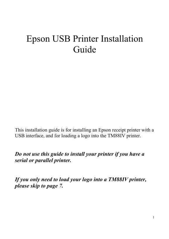 Epson USB Printer Setup Guide - Page 1