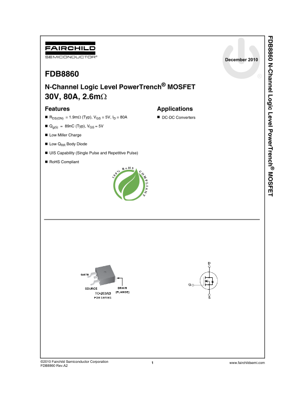 Fairchild FDB8860 Product Specifications Sheet - Page 1