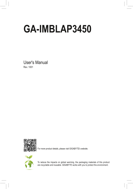 Gigabyte Motherboard GA-IMBLAP3450 (rev.1.0) User Manual - English (Version 1001) - Page 1