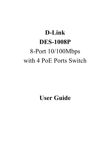 D-Link DES-1008P User Guide - Page 1