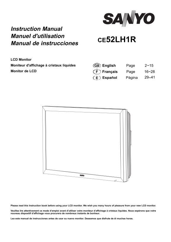 Sanyo CE52LH1R User Guide - Page 1