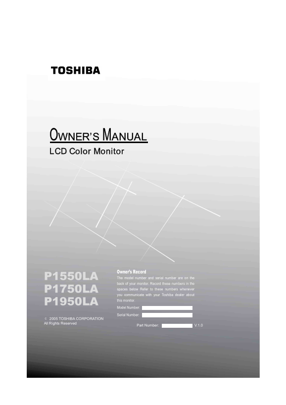 Toshiba P1550LA, P1750LA, P1950LA User's Manual - Page 1