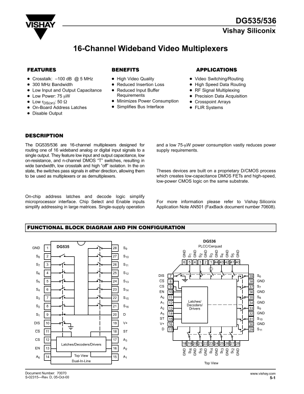 Vishay DG535 536 Data Sheet - Page 1