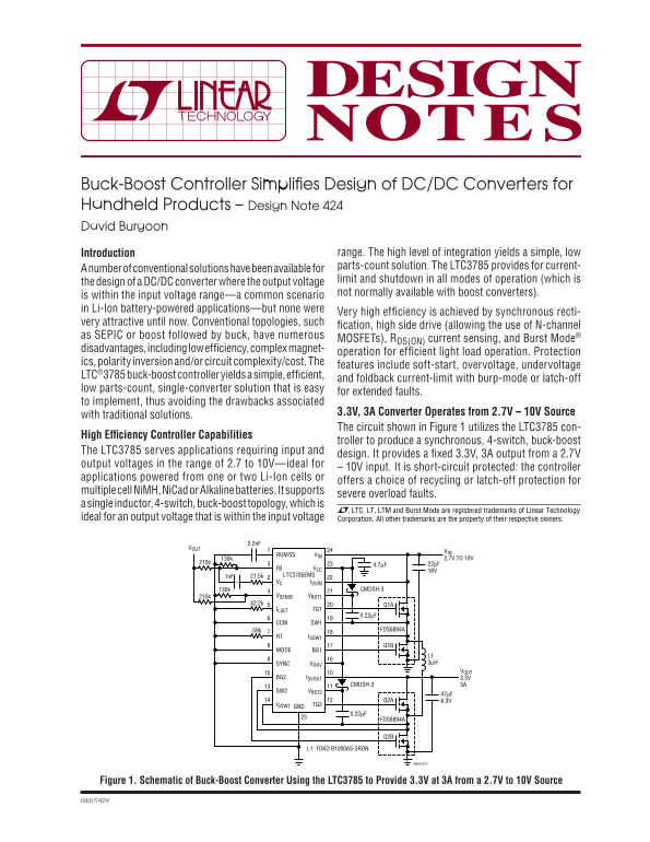 LINEAR dn424f Data Sheet - Page 1