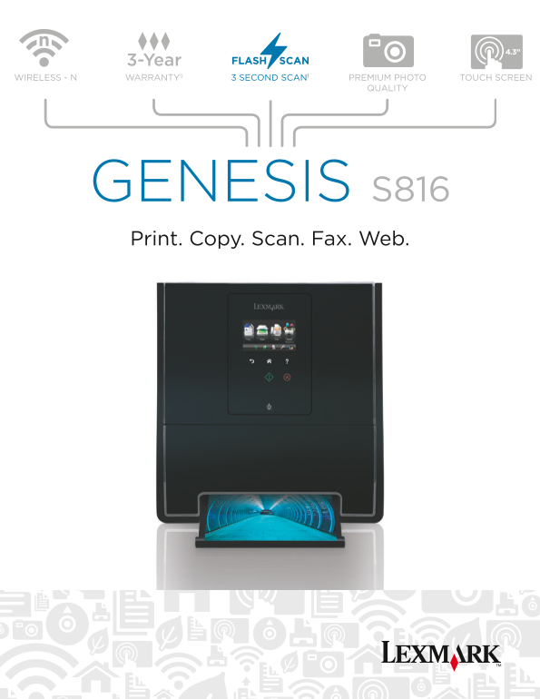 Lexmark Genesis S816 Print. Copy. Scan. Fax. Web. USER GUIDE - Page 1