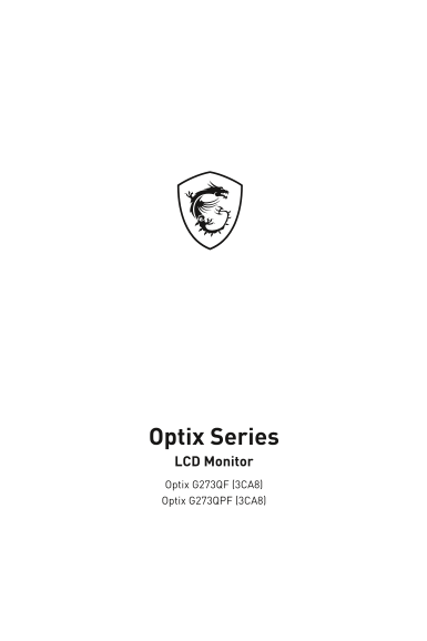 MSI Optix G273QPF Product Manual & User Guide (Language: English) - Page 1